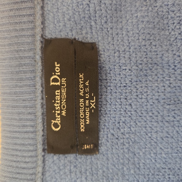 VTG Christian Dior Monsieur V-Neck Pullover Embroidered Logo Sweater Blue XL - Picture 7 of 8